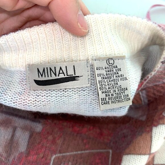 Minali Angora Blend Tunic Sweater Womens Size Large L Vintage Pink Made In Korea - Picture 4 of 13